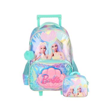 Imagem de Kit Mochila Rodinha+Lancheira Barbie Holográfica - Verde