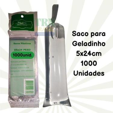 Imagem de Saco Para Geladinho Plástico 1000 Unid 5X24Cm Pebd Sacolé - Trn Brasil