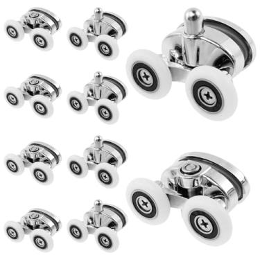 Imagem de 10 rolos para porta de chuveiro, rodas de vidro de 23 mm/25 mm, rolamento de carga, rodas de porta de chuveiro, silenciosas, práticas para portas de chuveiro, roletes superiores e inferiores para