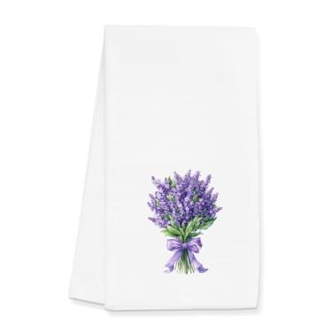 Imagem de Gleegreets Toalhas de buquê de lavanda presentes para mulheres e homens, toalhas roxas para decoração de banheiro de cozinha (41 x 61 cm)