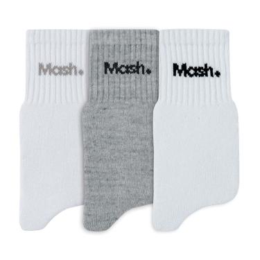 Imagem de Kit 3 Pr Meia Esp Cn Curto C/ Felpa, Mash, Masculino, Cinza/Cinza Mescla/Cinza, 39-43