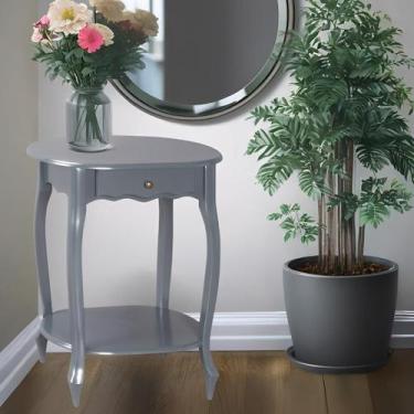 Imagem de Mesa de Apoio Oval Clássica Decorativa de Madeira com Pés Luiz XV - Ci