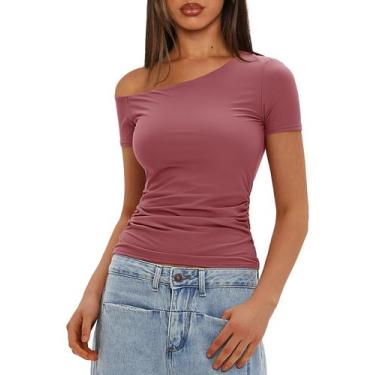 Imagem de Camiseta feminina Darong 9082, sem ombros, forrada dupla, vermelha XS