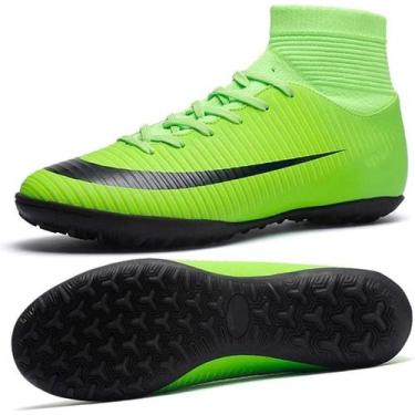 Imagem de Tênis de futebol masculinos de futebol com pontas longas, couro e borr