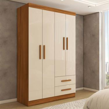 Imagem de Guarda-Roupa Solteiro Zeus 4 Portas 2 Gavetas Freijó Trend/Off White Tx - Panorama Móveis