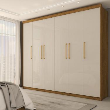 Imagem de Guarda-Roupa Casal Florada 6 Portas 6 Gavetas Natural/Alaska - Panorama Móveis