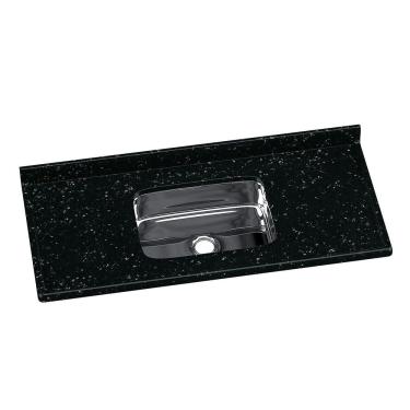 Imagem de Pia para cozinha mármore sintético com cuba inox PRETO