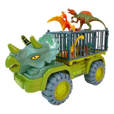 Imagem de Transporte por caminhão com dinossauros para crianças Triceratops
