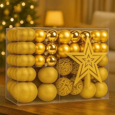 Imagem de Kit Bolas de Natal Decorativas com 100 Peças Vermelho ou Dourado  Acab