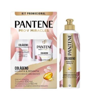 Imagem de Kit Pantene Colágeno Shampoo 300ml + Condicionador 150ml + Creme Para 