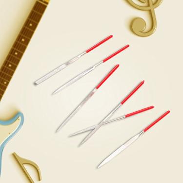 Imagem de Kit de reparo de guitarra, conjunto de arquivos de guitarra, 10 peças de traste de porca para sela, conjunto de arquivos de moagem para ferramenta de reparo Luthier para, lixa de moagem de guitarra