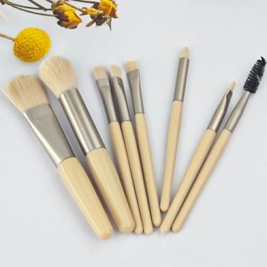 Imagem de Conjunto de 8 pincéis de maquiagem portáteis macios para corretivo, sobrancelhas, delineador