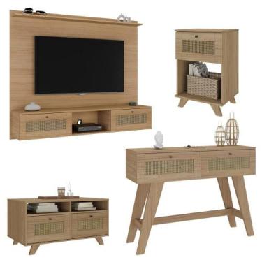 Imagem de Painel 72 Polegadas Aparador 2 Mesas Tr4 Carvalho Arly - MILANI MOVELA