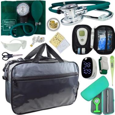 Imagem de Kit Bolsa Cores Aparelho de Pressao Esfigmomanometro Estetoscópio Medi