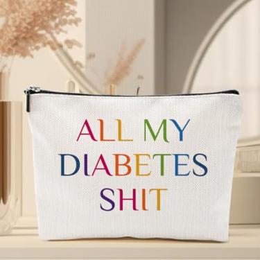 Imagem de Medidor de glicose para diabetes engraçado e organizador de armazenamento de medicamentos forrado bolsa de maquiagem bolsa de cosméticos de viagem para amigo, colega de trabalho, tia, avô, diabetes