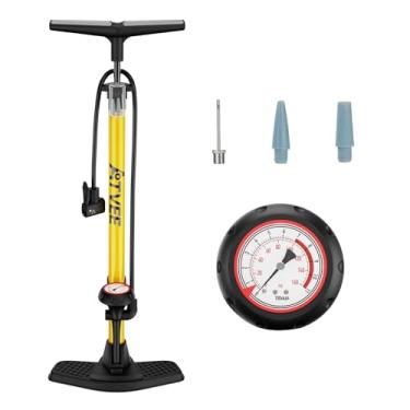 Imagem de Bomba de bicicleta, 63,5 cm de altura com alta pressão de 160 PSI, bomba de pneu de bicicleta com válvula Presta e Schrader, bomba de ar de bicicleta para pneus de bicicleta, bolas e anel de natação,