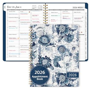 Imagem de Agenda de agendamentos 2026, agenda trimestral, semanal e mensal (janeiro de 2026 a dezembro de 2026), agenda de 21,5 x 28 cm com capa flexível e abas, perfeita para material escolar de escritório