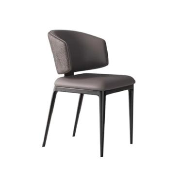 Imagem de Cadeira de jantar ergonômica com espuma de alta densidade e pernas de aço carbono (almofada de assento cinza encosto preto)