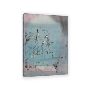 Imagem de Paul Klee Canvas Wall Art Twittering Machine Poster vintage clássico pintura a óleo pintura mestre impressão adequada sala de estar escritório decoração de parede legal 42x30cm (43.2x30.5 cm