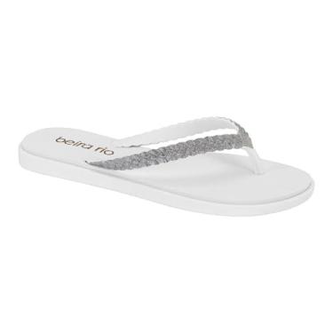 Imagem de Chinelo Slide Feminino Beira Rio Tira Larga Glitter Brilho Conforto Calce Fácil (Branco, BR, Adulto, Numérico, 34)