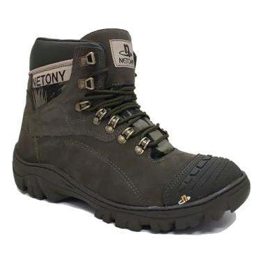 Imagem de Bota Couro com Biqueira PVC Masculina em Couro Legítimo, Cano Alto (Militar, Padrão, BR, Adulto, Numérico, 44)