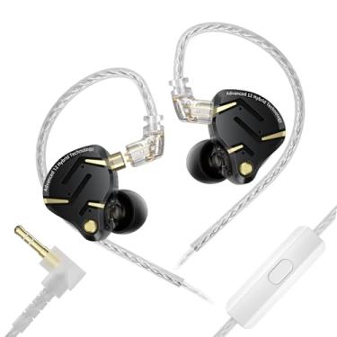 Imagem de KZ ZS12 PRO 2 Fones de ouvido com fio para jogos com microfone, drivers híbridos 5BA+1DD em fones de ouvido, fones de ouvido com fio de graves profundos, isolamento Nosie KZ nos ouvidos IEM para jogos