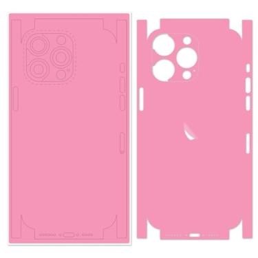 Imagem de iPeySym Adesivos de pele protetora rosa rosa compatíveis com iPhone 14 Pro Max, totalmente embrulhados ultrafinos à prova d'água, anti-descascamento, 2 peças (para iPhone 14)