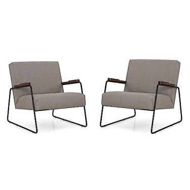 Imagem de Kit Poltrona Decorativa 2 Peças Herval Jade, Linho Bege