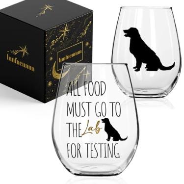 Imagem de Innfueunun All Food Must Go to The Lab para testar taça de vinho, Dia de Ação de Graças engraçado, Natal, presentes de aniversário para amantes de labrador, taça de vinho de laboratório de chocolate