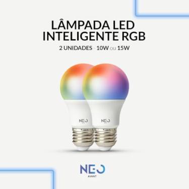 Imagem de Kit 2 Lâmpadas LED Smart Wi-Fi, RGB E27 10W, Multicolorida, Compatível com Alexa e Google Assistente, Controle por Aplicativo