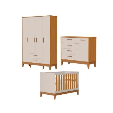 Imagem de Jogo De Quarto Para Bebe Completo 4 Portas Flip Areia Com Savana