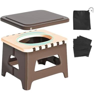 Imagem de IGYYO Vaso sanitário portátil de emergência para carro, banquinho dobrável, portátil para acampamento ao ar livre, pesca, engarrafamentos