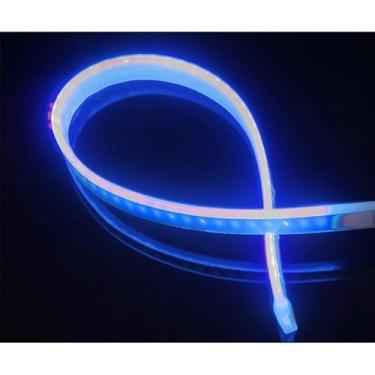 Imagem de Kit 2 Peças Fita LED 60 cm DRL Flexível para Farol e Seta - Luz Dinâmica 3000K 6000K para Carro (Azul (1 par))