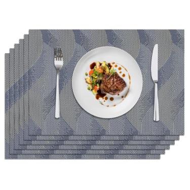 Imagem de Privalace Jogo americano de mesa de jantar, conjunto de 6 tapetes de mesa laváveis antiderrapantes resistentes ao calor, tapetes de PVC duráveis para festas de jantar ao ar livre.
