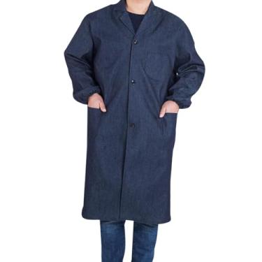 Imagem de Esquirla Jaleco de laboratório masculino, jaqueta jeans confortável, casaco de trabalho de manga comprida com bolso para palco, marcenaria, forjamento,