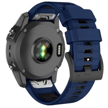 Imagem de Velocarer Pulseira de relógio de 22 mm para Garmin Fenix 8 de 47 mm/Fenix 7/Fenix 6/Fenix 5, QuickFit Sport Replacement para Tactix 8/Quatix 8/Quatix 7 Pro/Descent G1 G2/D2 Mach 1, azul royal e preto