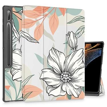 Imagem de Mektron Capa para tablet para Samsung Tab S9 Ultra 14,6 polegadas 2023 modelo X910/X916/X918, capa rígida com suporte de lápis embutido com função despertar/hibernar automática, suporte multi-ângulo para Galaxy Tab S9 Ultra 14,6 polegadas, Floral S760