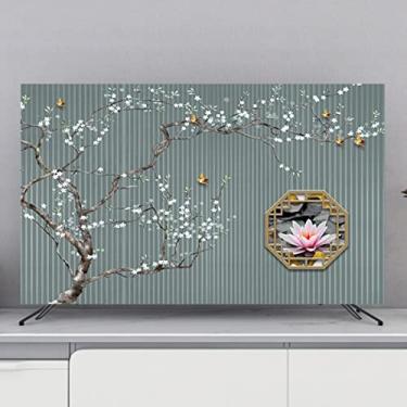 Imagem de Capas de TV Capa protetora contra poeira de TV elegante interior tecido de televisão sala de estar decoração de arte universal pendurado mesa curva capa de proteção - padrão-7||37-39 polegadas (93 x