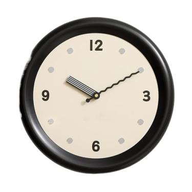 Imagem de Relógio de parede Relógio de parede silencioso estilo retrô creme, alimentado por bateria, design versátil para decoração de casa(Médio)