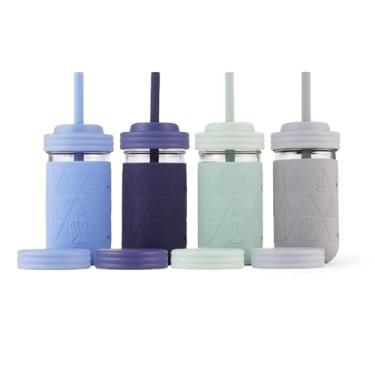 Imagem de Elk and Friends Copos para crianças e crianças | Pote de vidro original de 350 ml com mangas de silicone + canudos | Bebidas Smoothie | À prova de derramamento