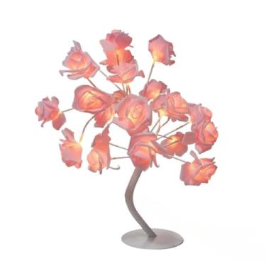 Imagem de Luminária Árvore Led Abajur 24 Rosas Mesa Decoração Bivolt(Branco)