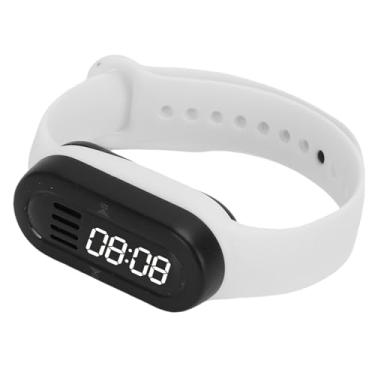 Imagem de ASHATA Pulseira Inteligente para Homens e Mulheres, Rastreador de Fitness Com Alto-falante Bluetooth, Alto-falante Portátil MP3 Player Com Display Digital LED, para Dormir, Esportes, (Branco)