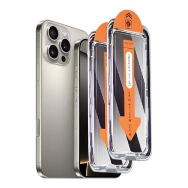 Imagem de Protetor de tela de privacidade para iPhone 16 Pro Max [6,9 polegadas], proteção de borda de airbag, película de vidro temperado privada antiespião com moldura de instalação, resistente a arranhões 9H