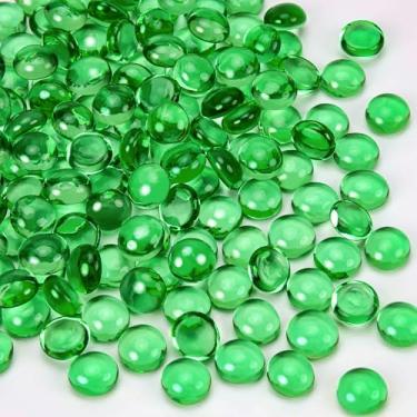 Imagem de Yatinkim Mármores de vidro plano verde de 400 g, cerca de 170 peças, contas de vidro plano para enchimentos de vasos, pedras decorativas florais para aquário, pedras, pedras, mármore, decoração de