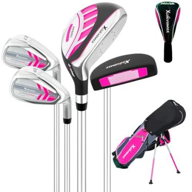 Imagem de Conjunto de 5 peças de taco de golfe infantil, conjunto de tacos de golfe júnior para idades de 4 a 12 anos inclui bolsa de suporte, 1# Drive, 5# híbrido, 6/7#, 9/P# ferros e Putter mão direita para