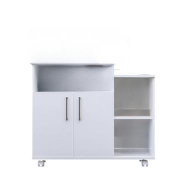 Imagem de Armário Organizador 2 Portas e Suporte Microondas (Branco)