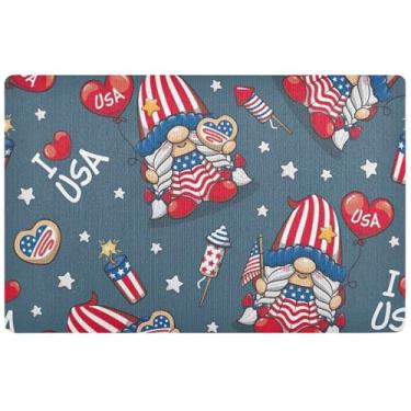 Imagem de TSENQUE Tapete de porta interno personalizado 4th July America Gnomos Cute Fall Outdoor Tapete, tapetes enlameados para cães grandes laváveis tapetes de entrada internos para casa 81,3 cm x 50,8 cm