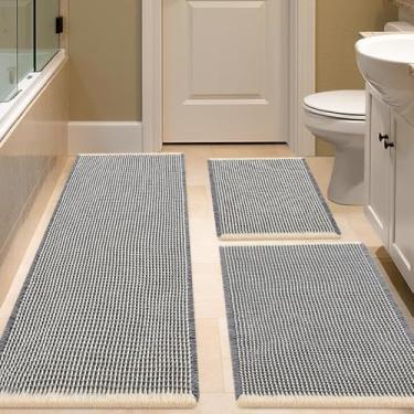 Imagem de IM HOME Conjunto de tapetes de banho Waffle 3 peças cinza e bege