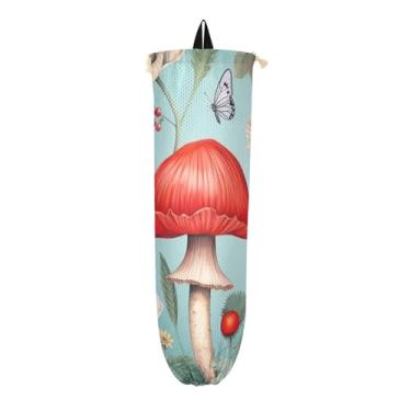 Imagem de Armazenamento de saco plástico de cozinha de flores e cogumelos, suporte de saco de supermercado, suporte de saco de plástico para armário