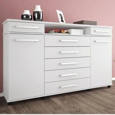 Imagem de Cômoda 7 Gavetas 2 Portas com Rodízios London Yescasa, Branco